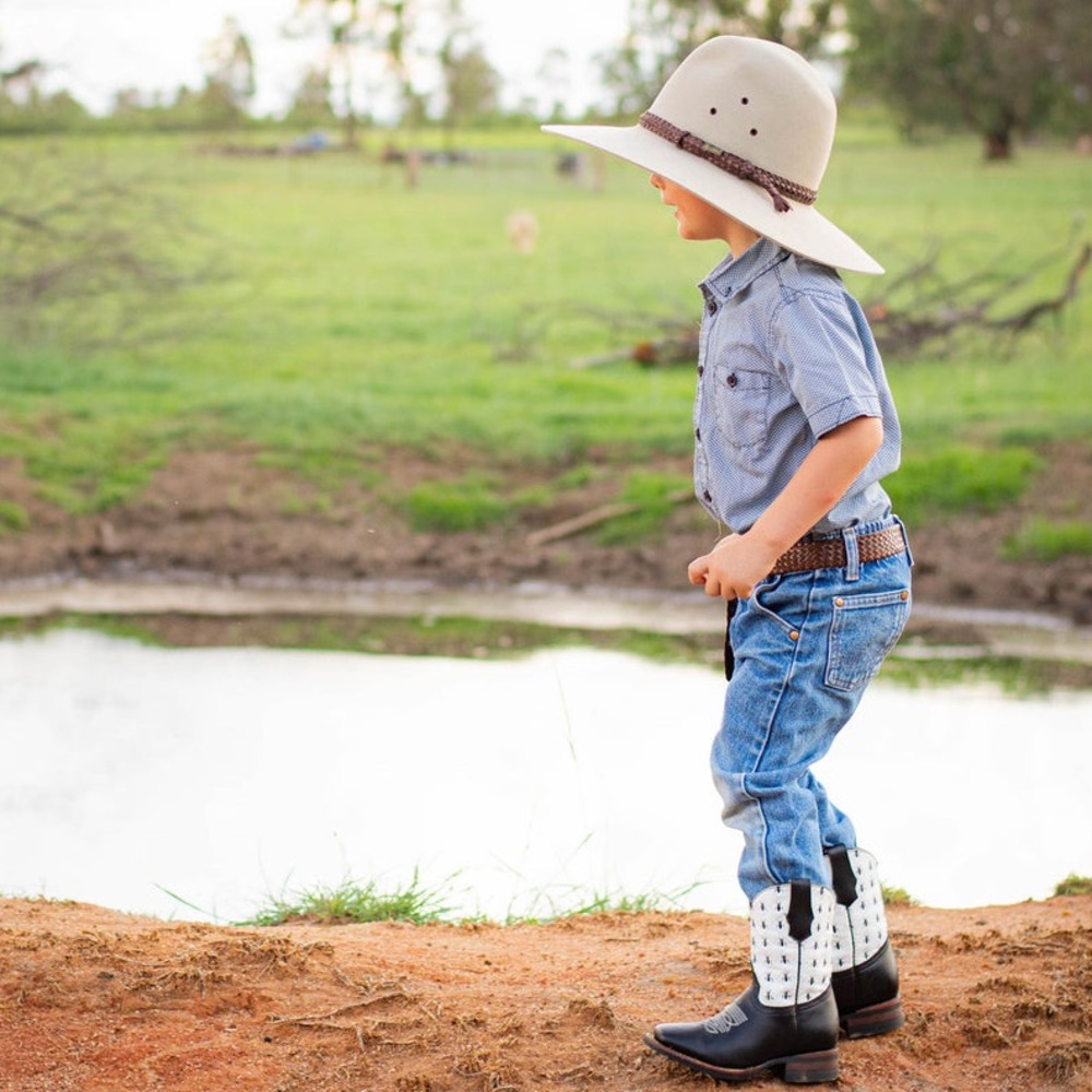 Kids Boots Children's Kariini Black and White Cowboy Kader Boot Co Termites AUS